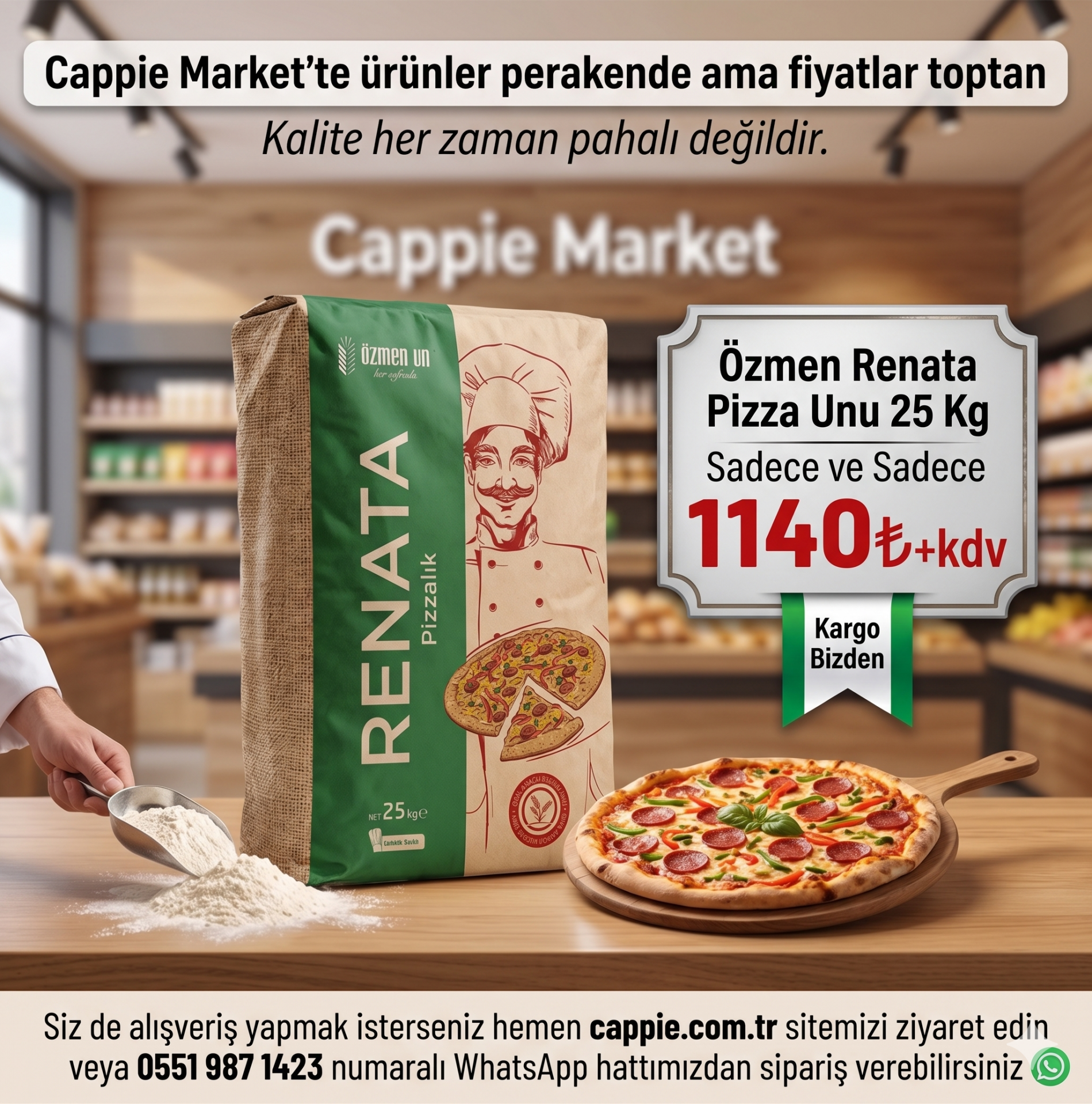 Özmen Renata Pizza Unu 25 Kg Çuval - İşletmelere Özel Toptan Pizza Unu