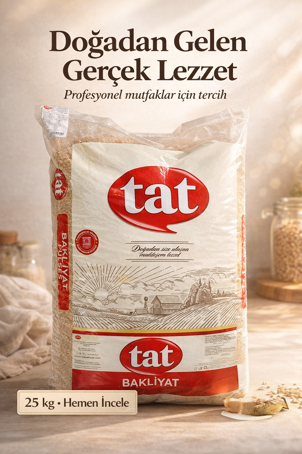 Tat Esmer Bulgur 25 Kg: Tam Kıvamında Çiğköfteler İçin Esmer Bulgur