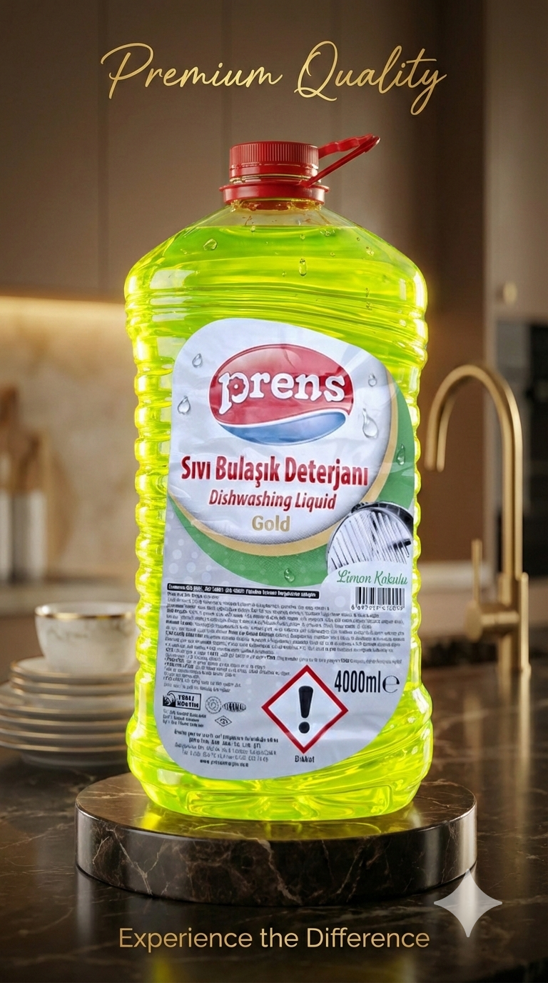 Prens Sıvı Bulaşık Deterjanı 4 Lt – Yoğun Kıvamlı Ekonomik Yağ Çözücü