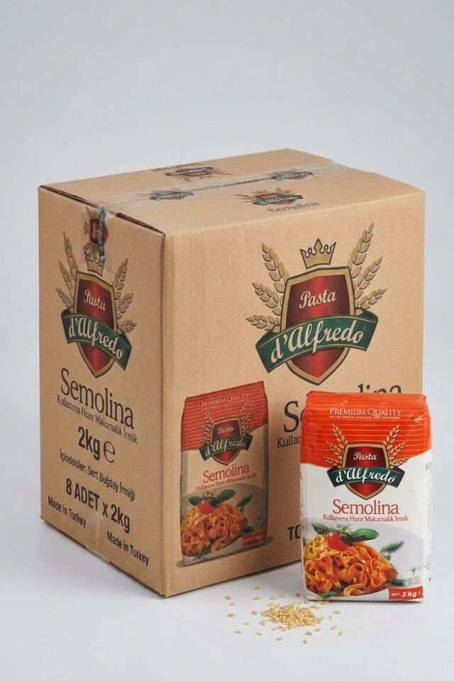Pasta D'alfredo Semolina Makarnalık İrmik 2 Kg Toptan Koli (8 Adet)