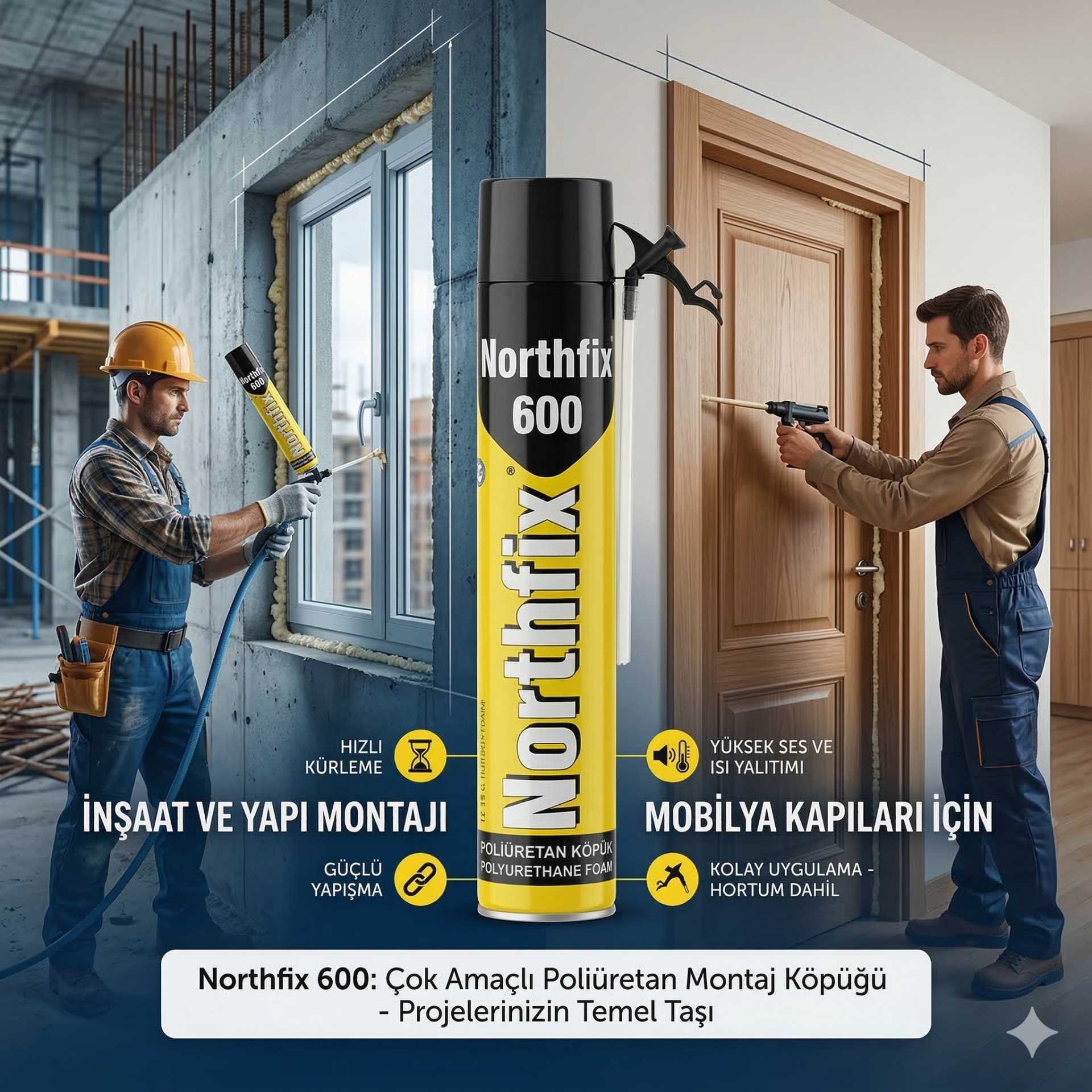 Northfix 600 Poliüretan Montaj Köpüğü 600 Gr Hortumlu