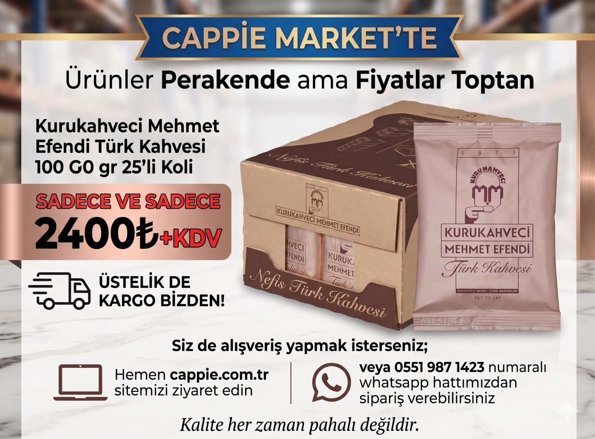 Kurukahveci Mehmet Efendi Türk Kahvesi 100 gr 25'li Koli