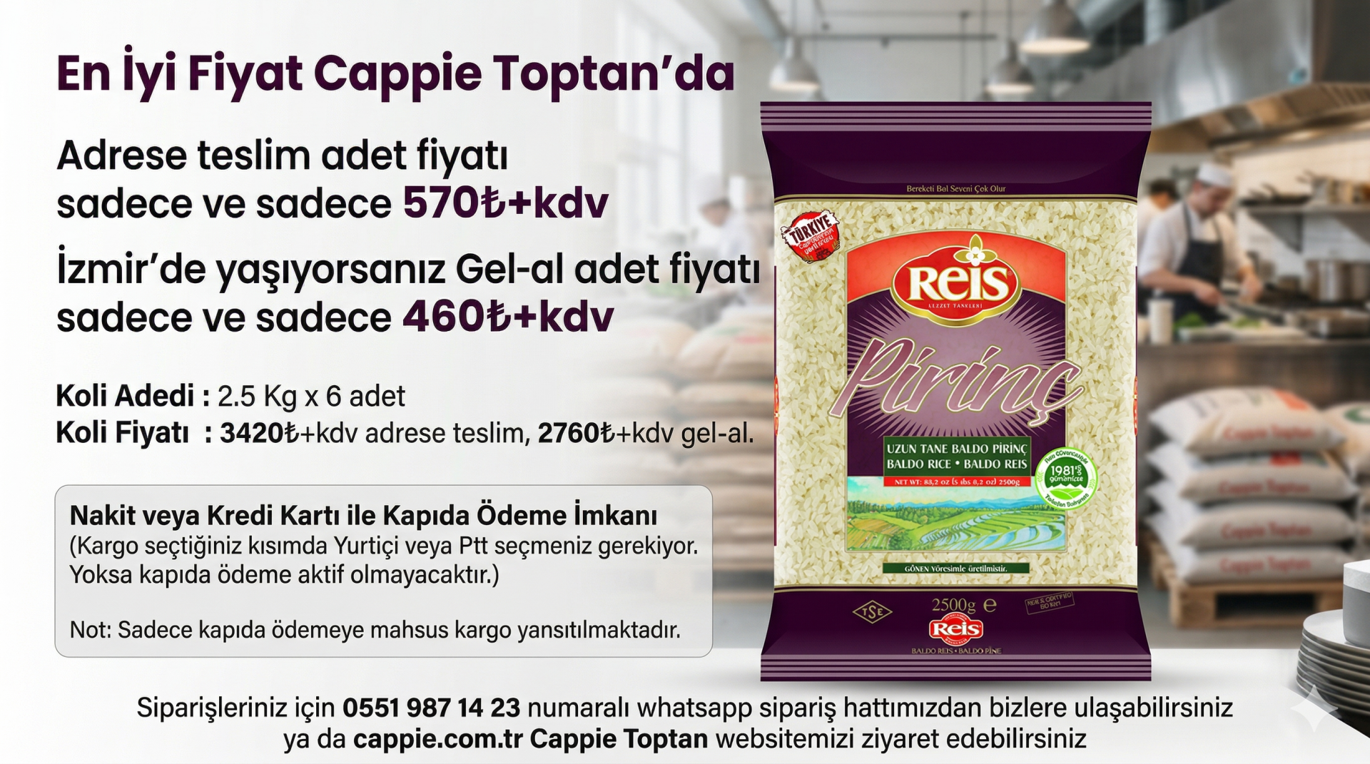 Reis Gönen Baldo Pirinç Toptan 2,5 Kg - Restoran ve İşletmelere Özel