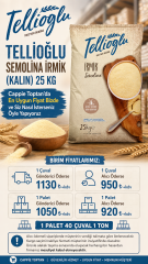 Tellioğlu Semolina İrmik (Kalın) 25 Kg Toptan Satış || Makarna İşletmelerine Özel