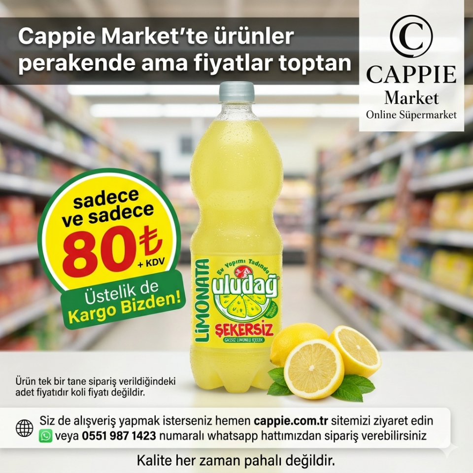 Uludağ Limonata Şekersiz 1 lt.