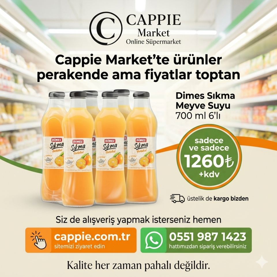 Dimes Sıkma Meyve Suyu 700 ml 6'lı Koli