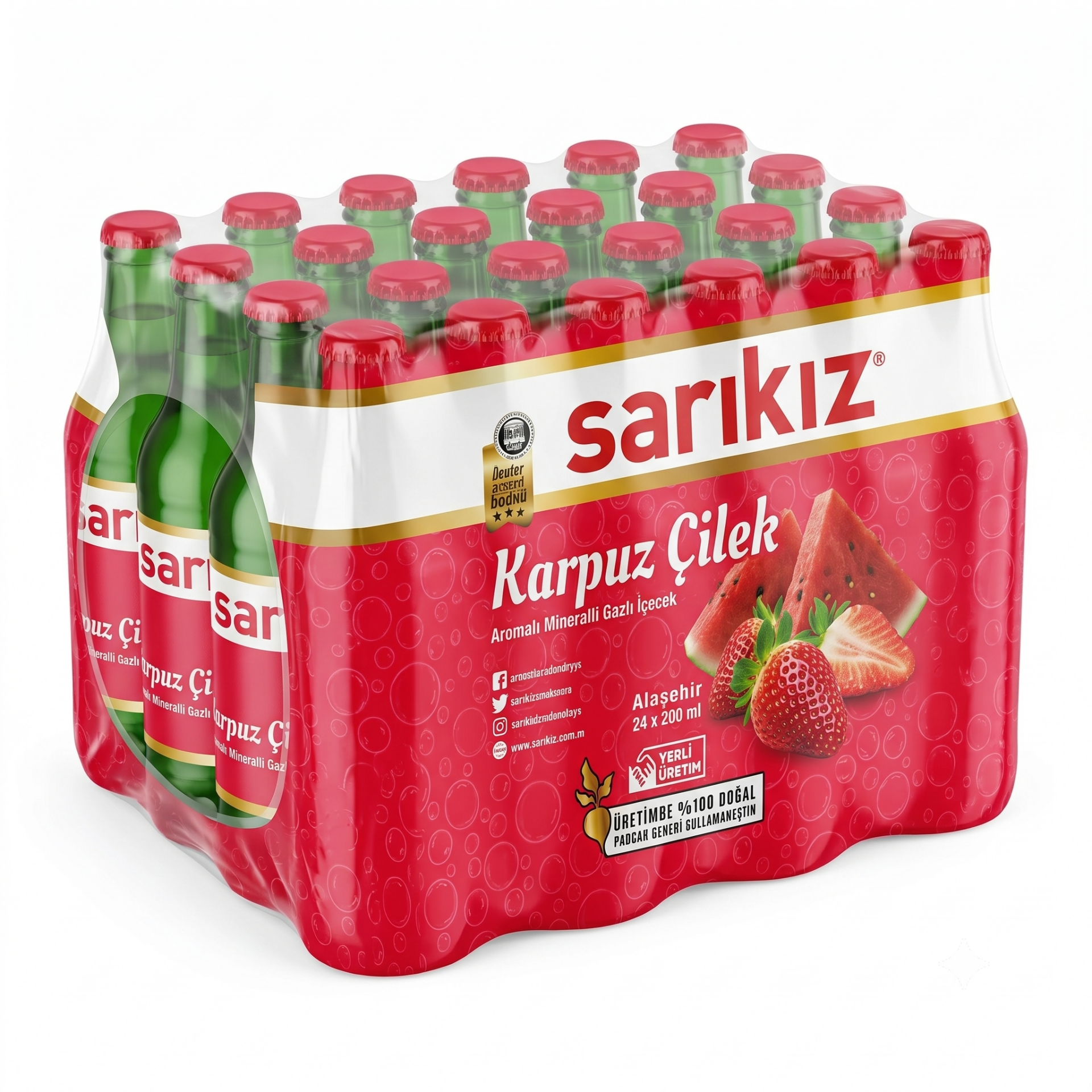 Sarıkız Karpuz Çilekli Maden Suyu 200ml 10 Koli