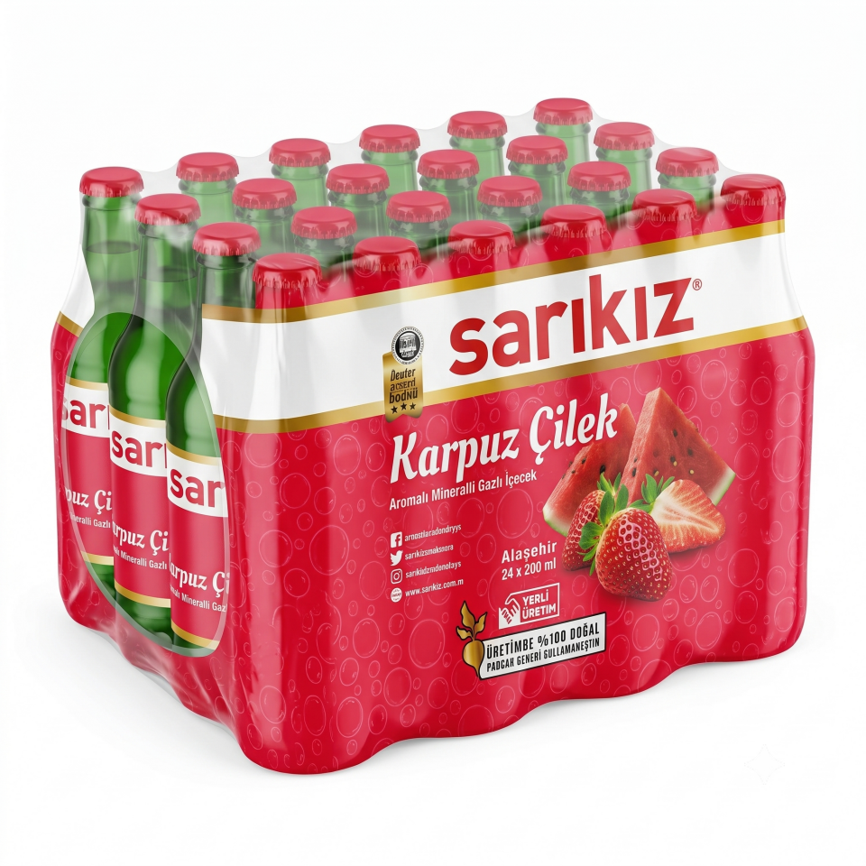 Sarıkız Karpuz Çilekli Maden Suyu 200ml 10 Koli