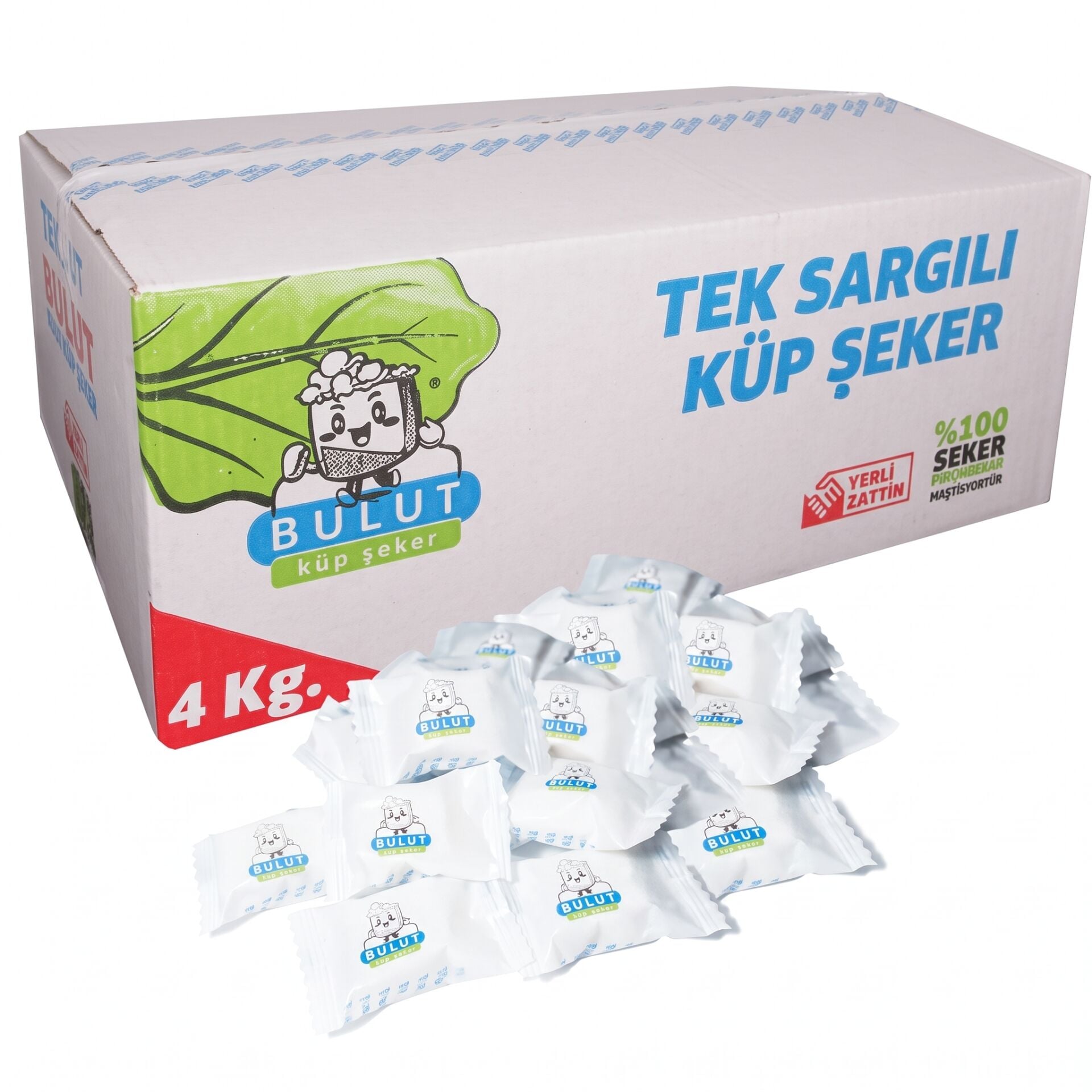 Bulut Tek Sargılı Küp Şeker 4 Kg