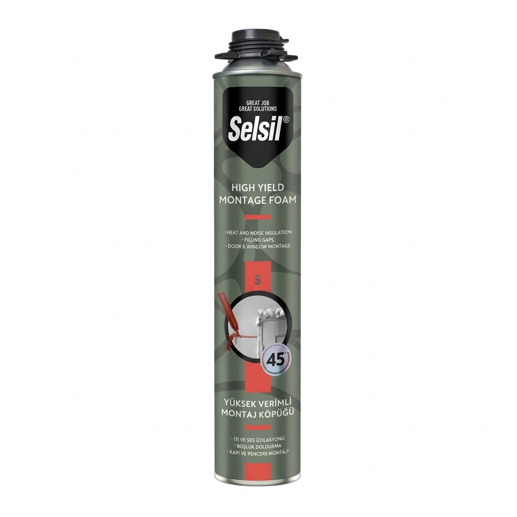 Selsil PU Yüksek Verimli Tabancalı Kapı Köpüğü 750 ml (840 Gr.)