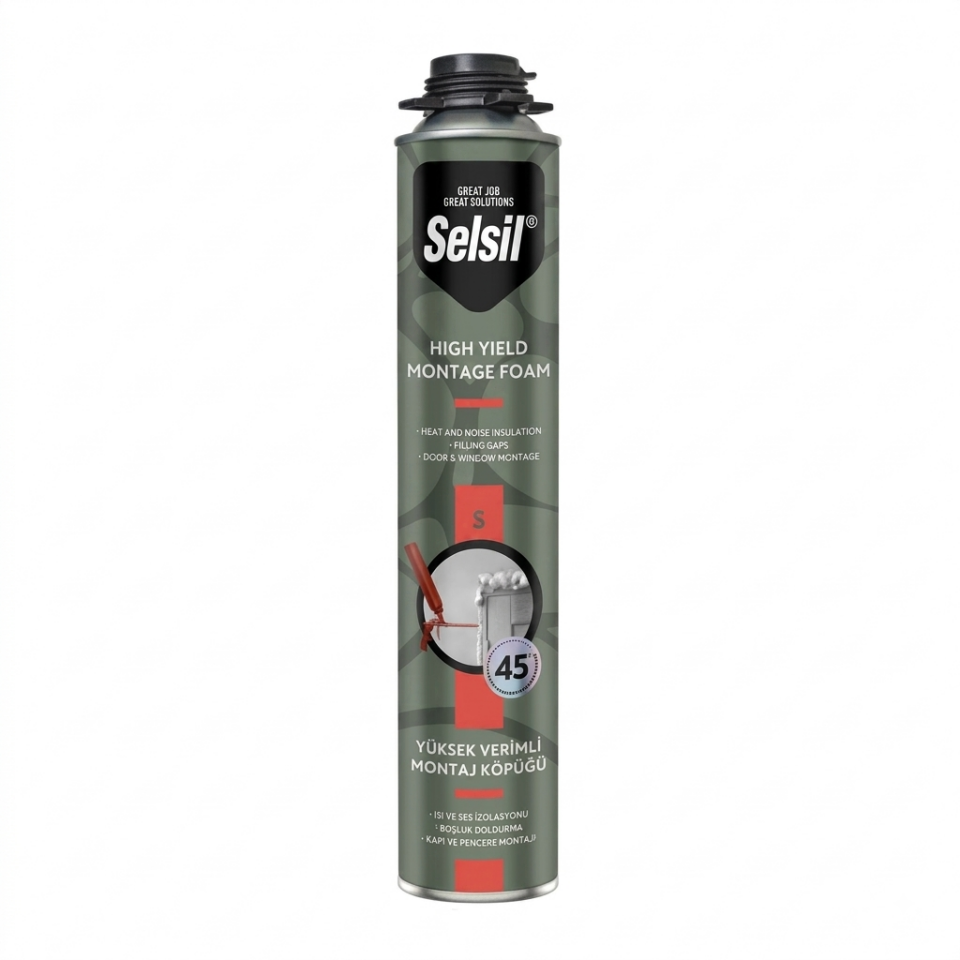 Selsil PU Yüksek Verimli Tabancalı Kapı Köpüğü 750 ml (840 Gr.)