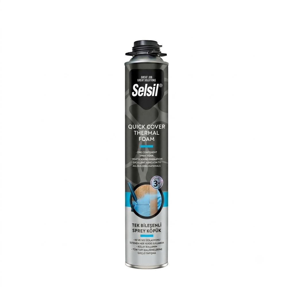 Selsil Quick Cover Thermal Foam (Tek Bileşenli Sprey Köpük Tabancalı) 750 ML (930 Gr.) Koli 12'li