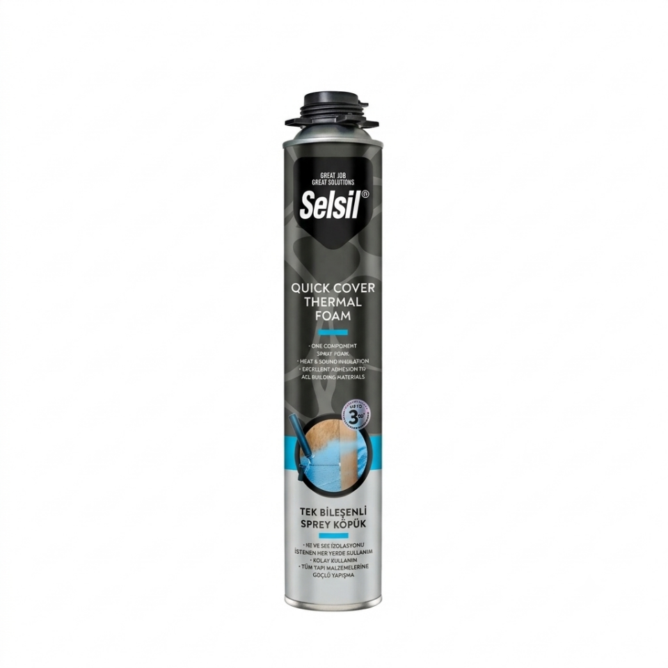 Selsil Quick Cover Thermal Foam (Tek Bileşenli Sprey Köpük Tabancalı) 750 ML (930 Gr.) Koli 12'li