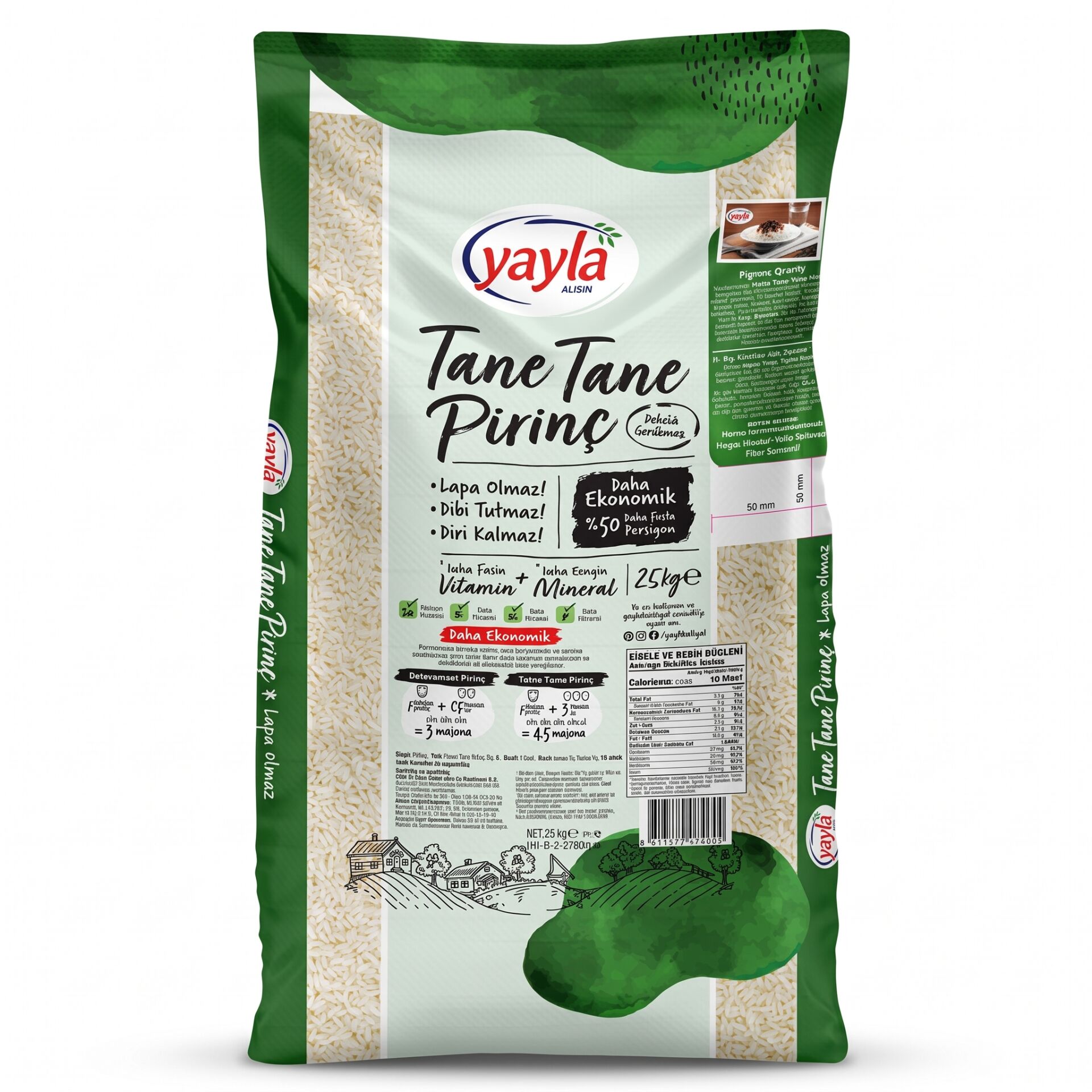 Yayla Tane Tane Pirinç 25 Kg