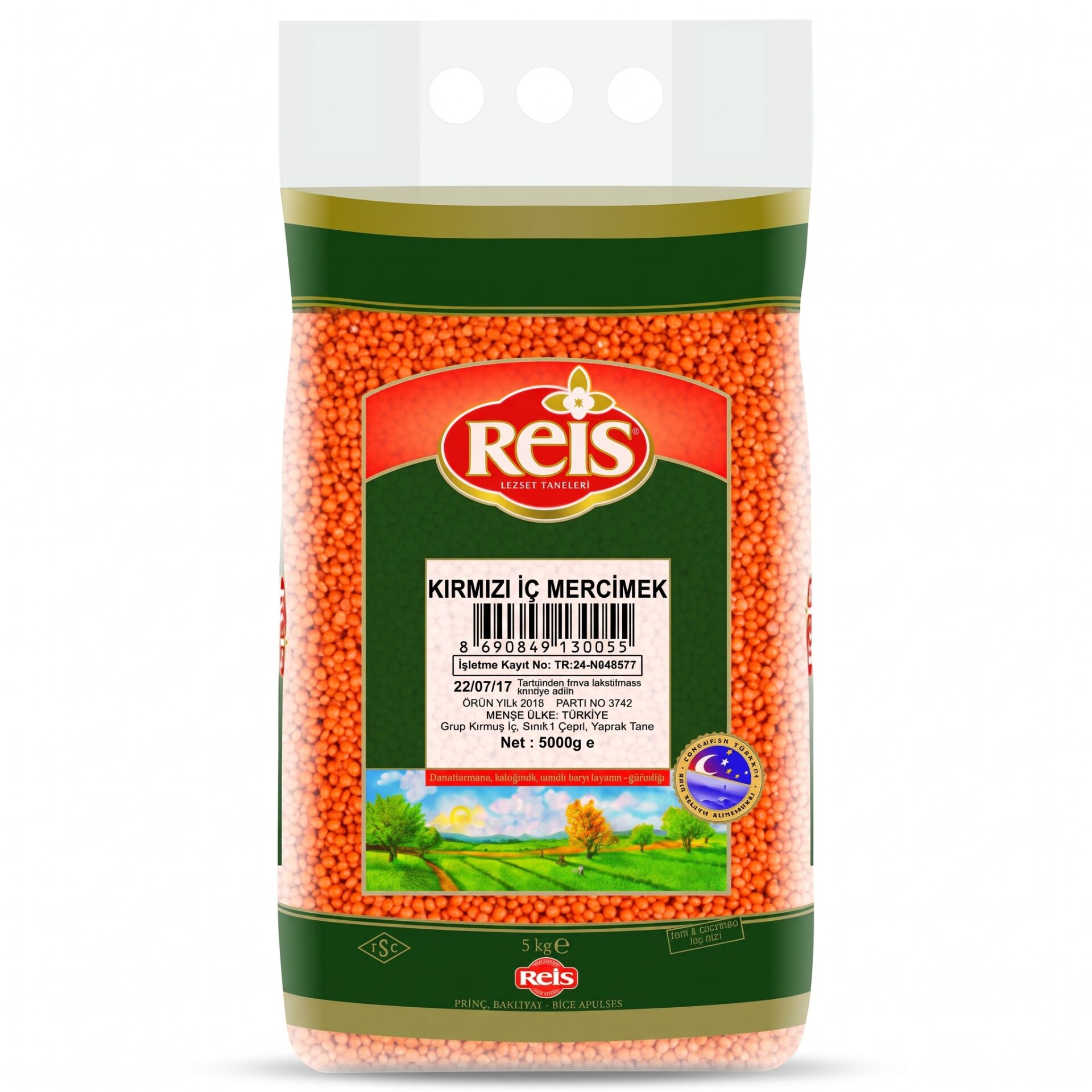 REİS Kırmızı Mercimek 5 Kg