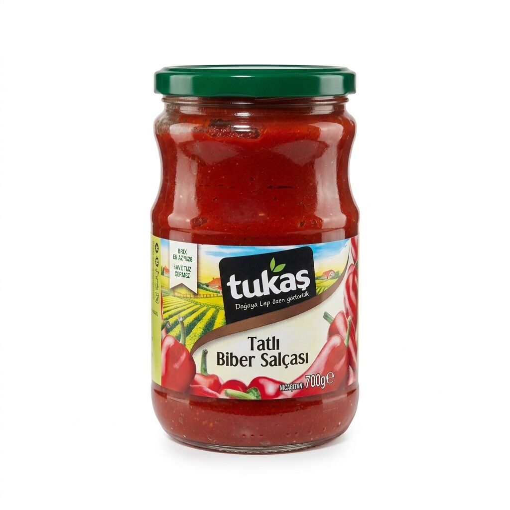 Tukaş Tatlı Biber Salçası 700 Gram Koli (12 adet)